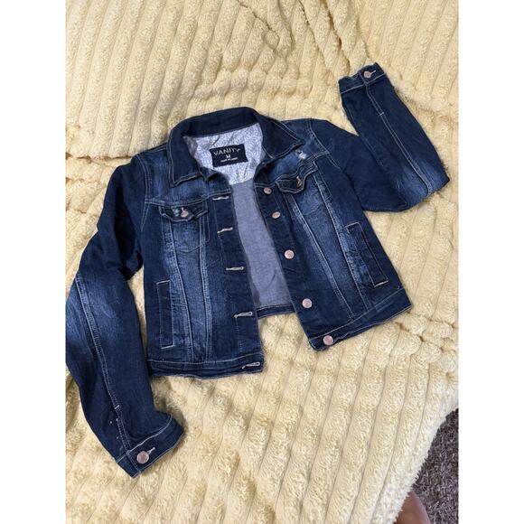 Vanity Women's Stretch Denim dark wash Jean Jacket Size Medium - Picture 1 of 9